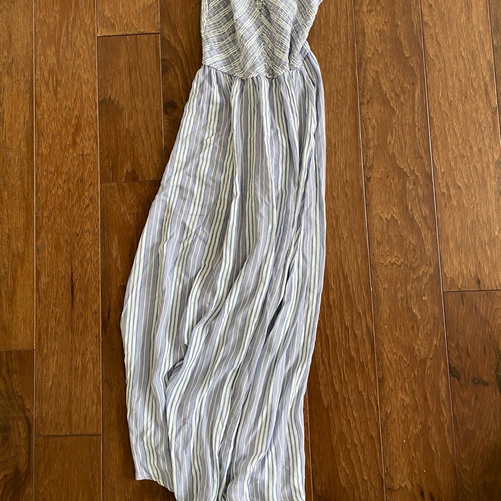 White and Blue MIDI Dress